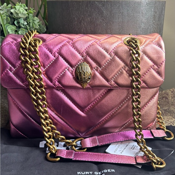 Authentic KURT GEIGER LONDON Quilted 2 tone leather convertible Crosby/shoulder - Picture 15 of 16